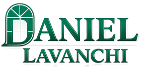 Logotipo verde de Daniel Lavanchi con icono de ventana arqueada y texto estilizado