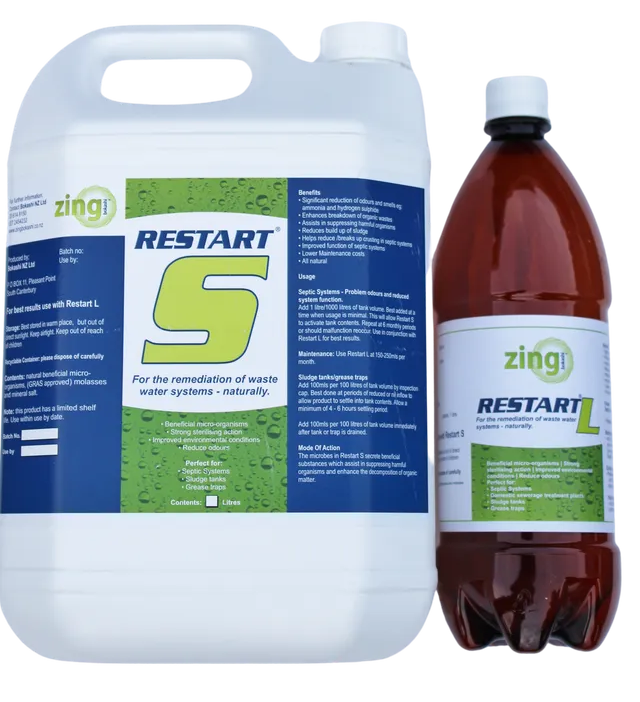 Restart Twin Pack Zing Bokashi Restart Twin Pack contains one 5L bottle of Restart S and one 1L bottle of Restart L