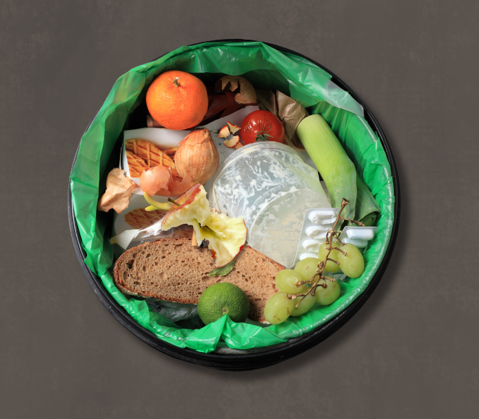 contents of a rubbish bin