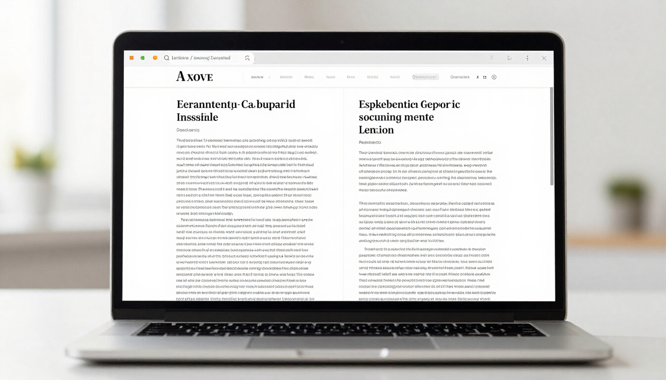 Writer comparing two editorial articles on a laptop