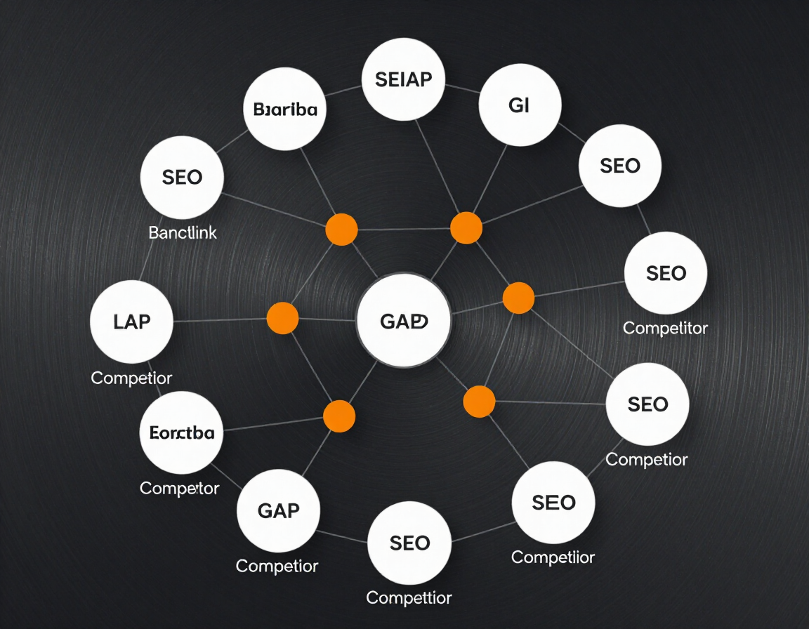 Competitor backlink gap analysis network diagram