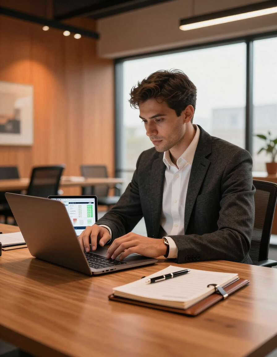 Business professional reviewing competitive SEO data