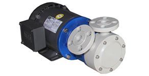 A close up of a pump with a motor attached to it on a white background.