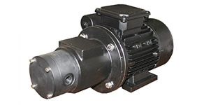A close up of a black electric motor on a white background.