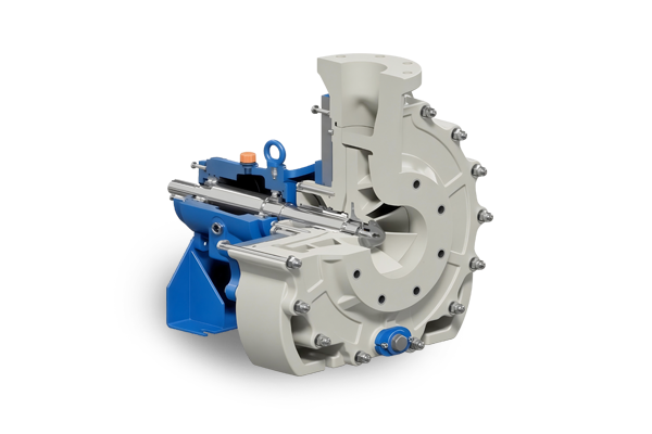 A close up of a mechanical non-metallic pump on a white background.