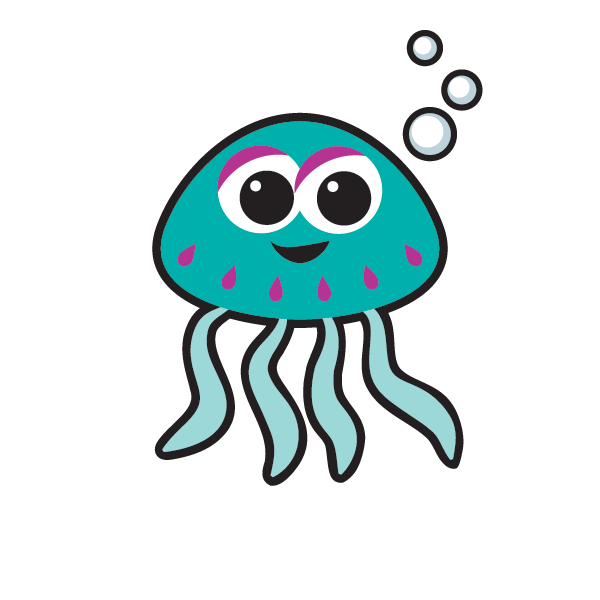 A cartoon jellyfish with bubbles coming out of it 's mouth