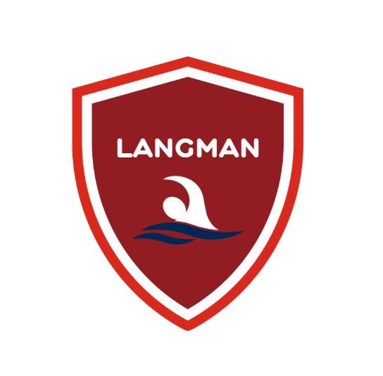 A red shield with the word langman on it
