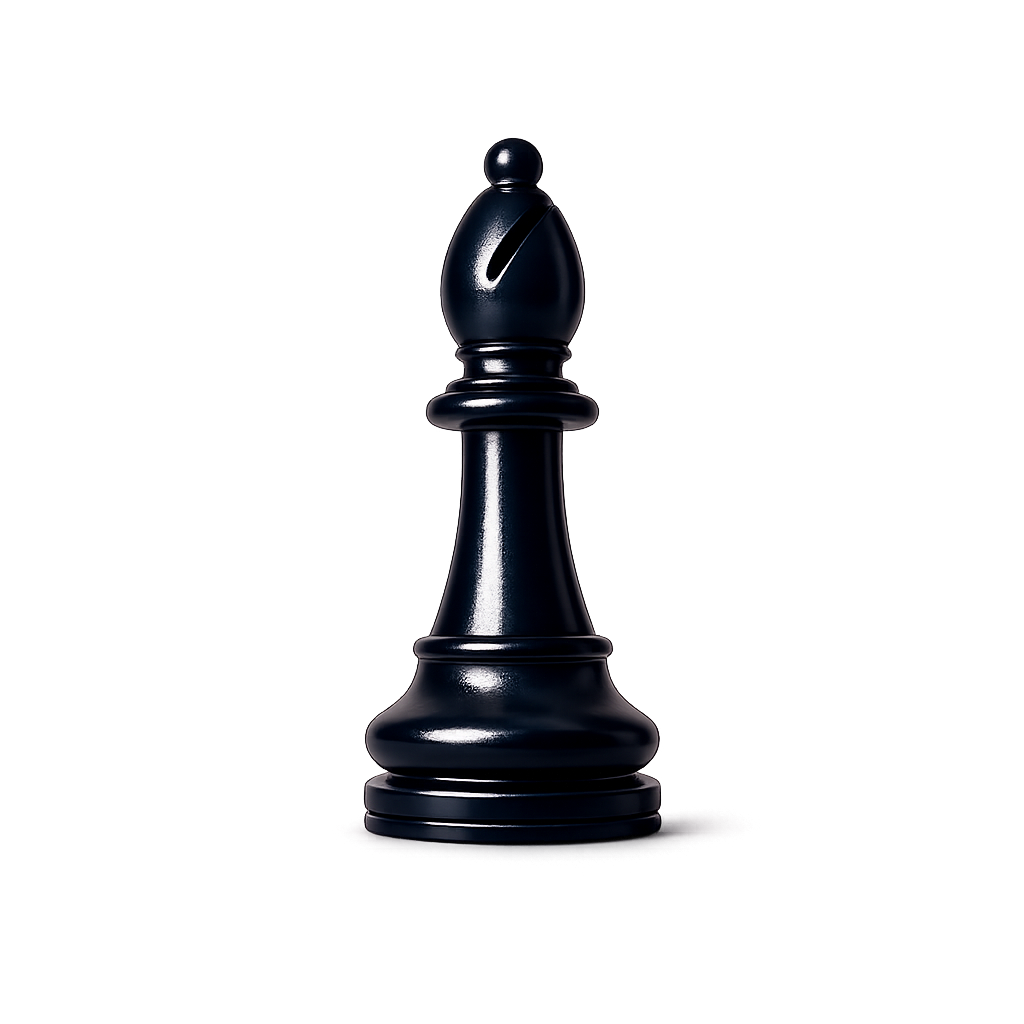 Black chess bishop symbolising strategic perspective and calculated decision-making.