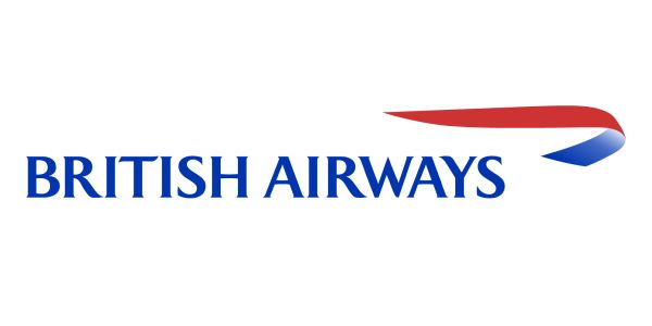 British Airways logo: blue text and a red and blue stylized arrow.
