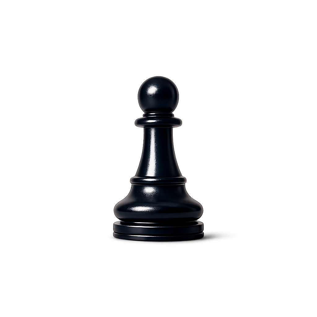 Black chess pawn symbolising strategic positioning and calculated progress.