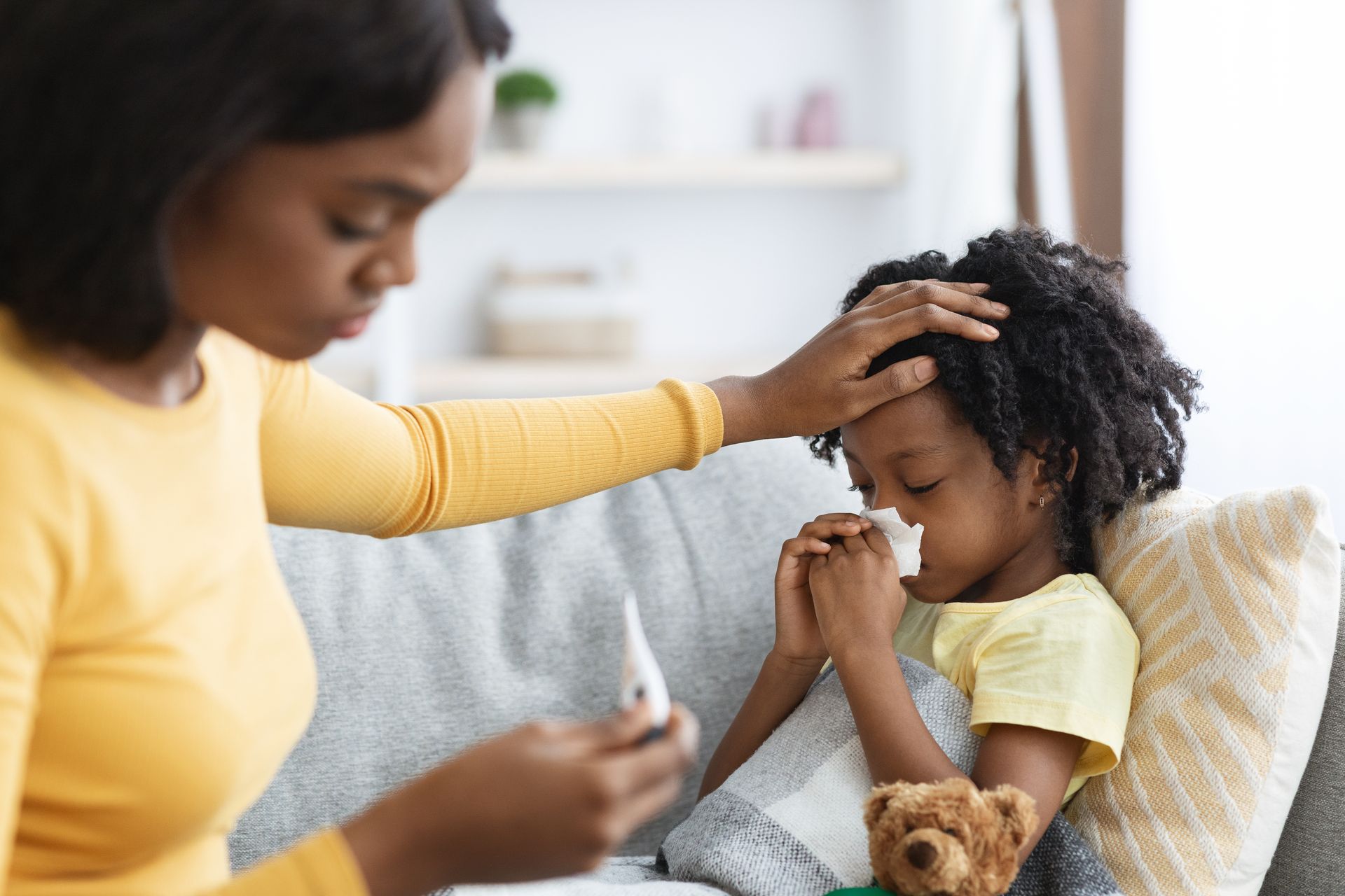 Mom with a sick child