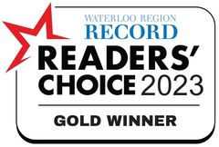 Waterloo Region Record Readers’ Choice 2023 gold winner badge with red star icon