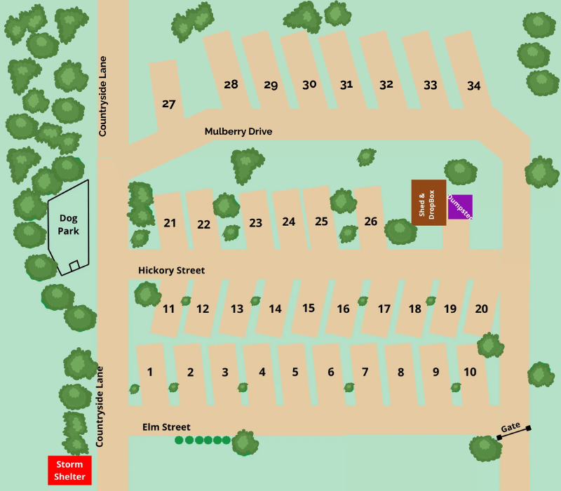 RV park map in Manhattan, Kansas