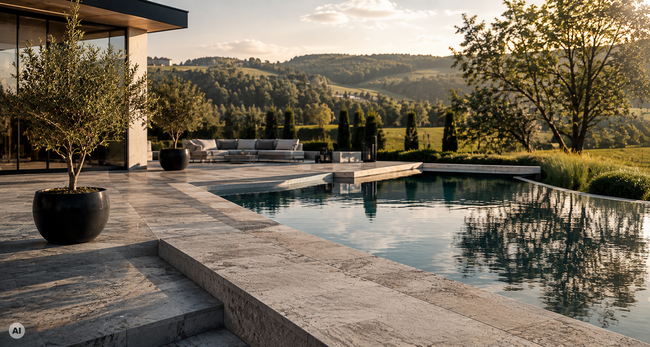 AI generiert: Naturstein Terrasse