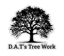 Black tree logo above the text &ldquo;D.A.T.s Tree Work&rdquo;