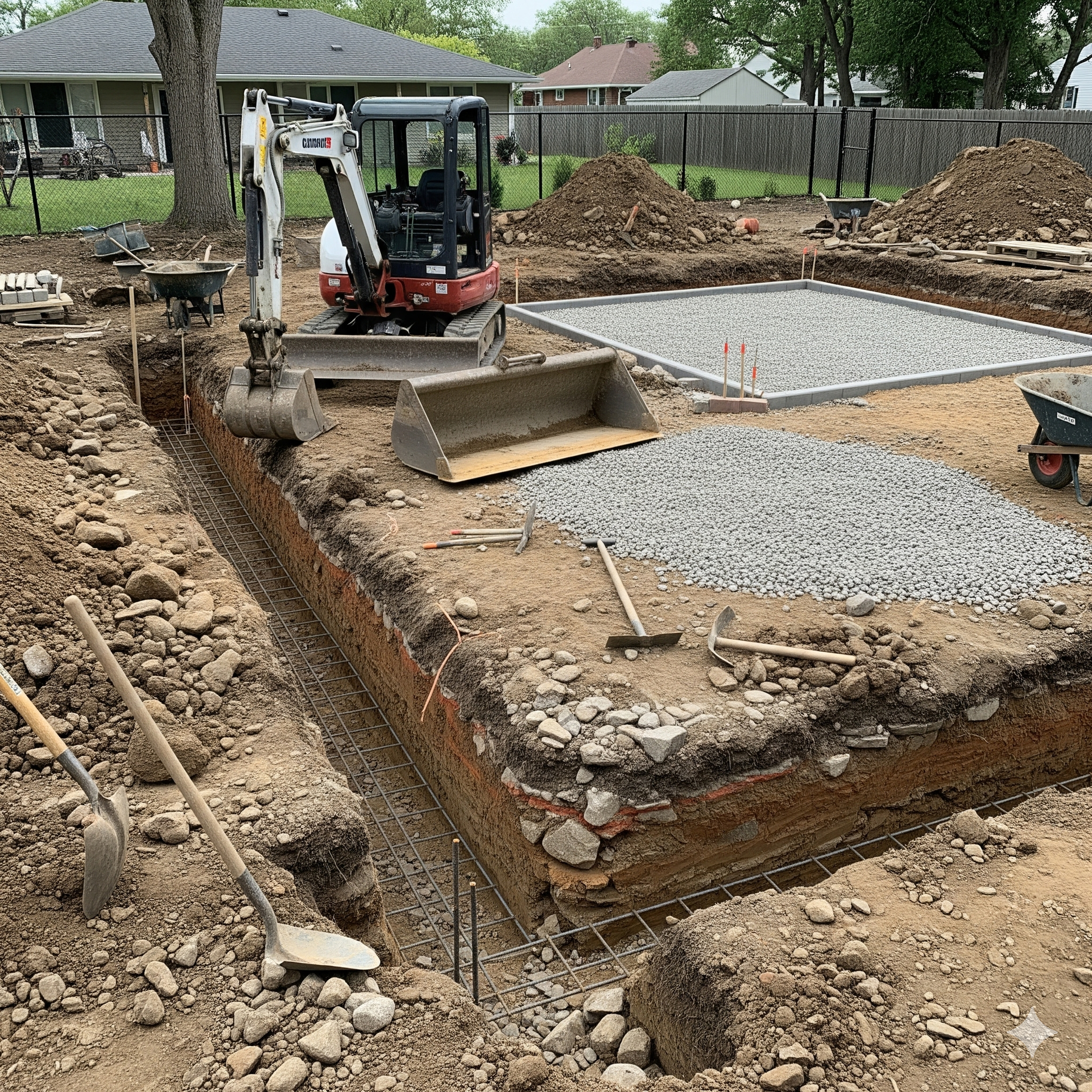 Excavation before hardscape install
