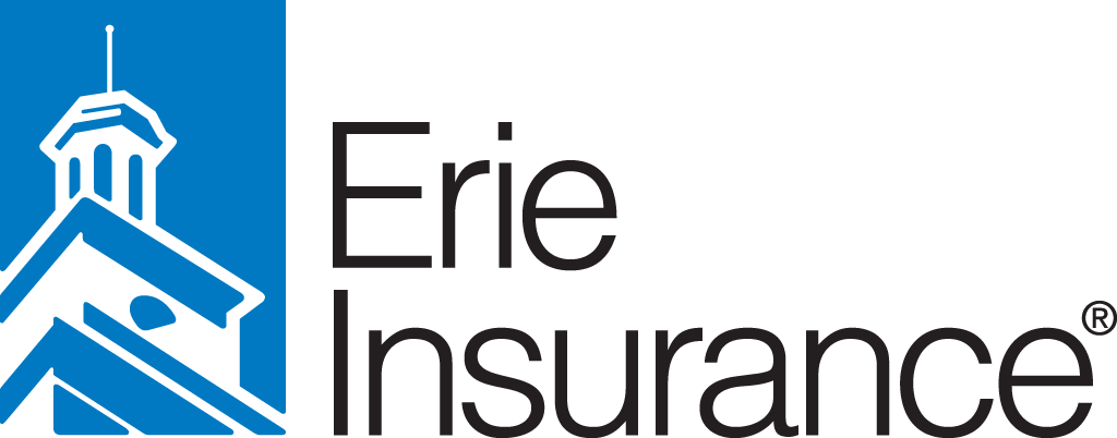 Erie Insurance logo with blue house icon and black text