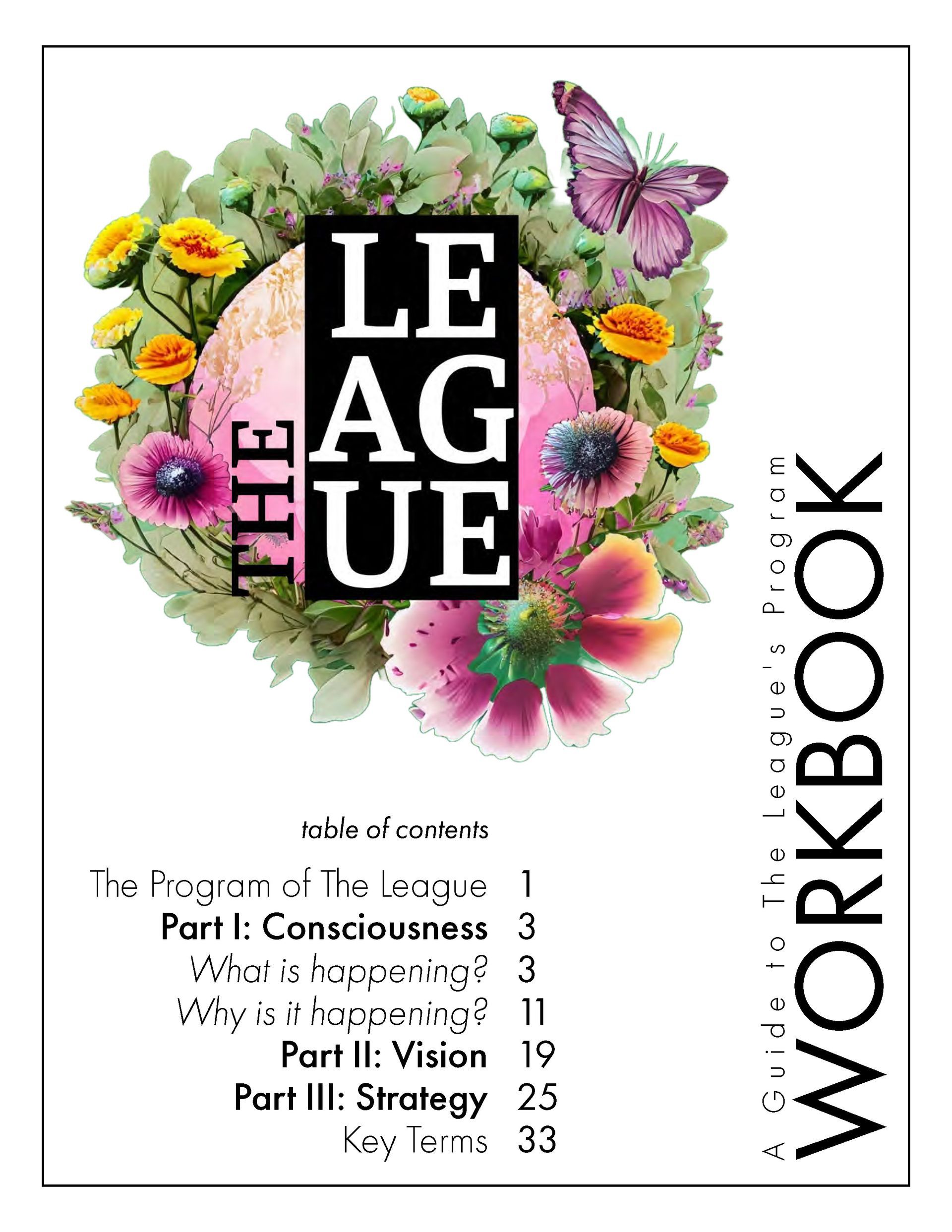The cover of a workbook with flowers and butterflies on it.