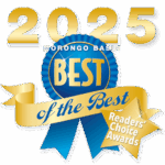 2025 Best of the Best award badge with blue and gold ribbons and a Reader's Choice Award seal