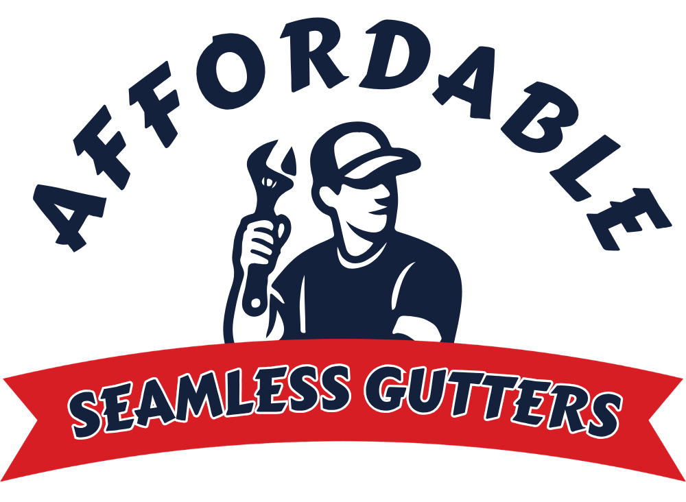 Logo for Affordable Seamless Gutters featuring an illustrated person holding a wrench.