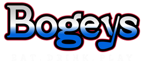 The Bogey's logo with a blue, white, and red color scheme.