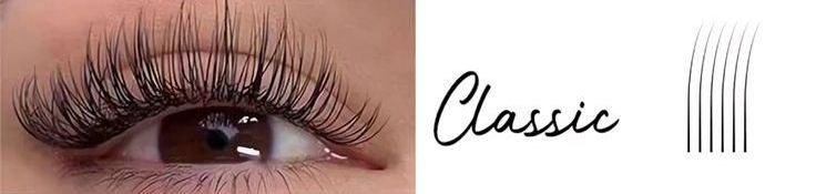 A close up of a woman getting eyelash extensions.