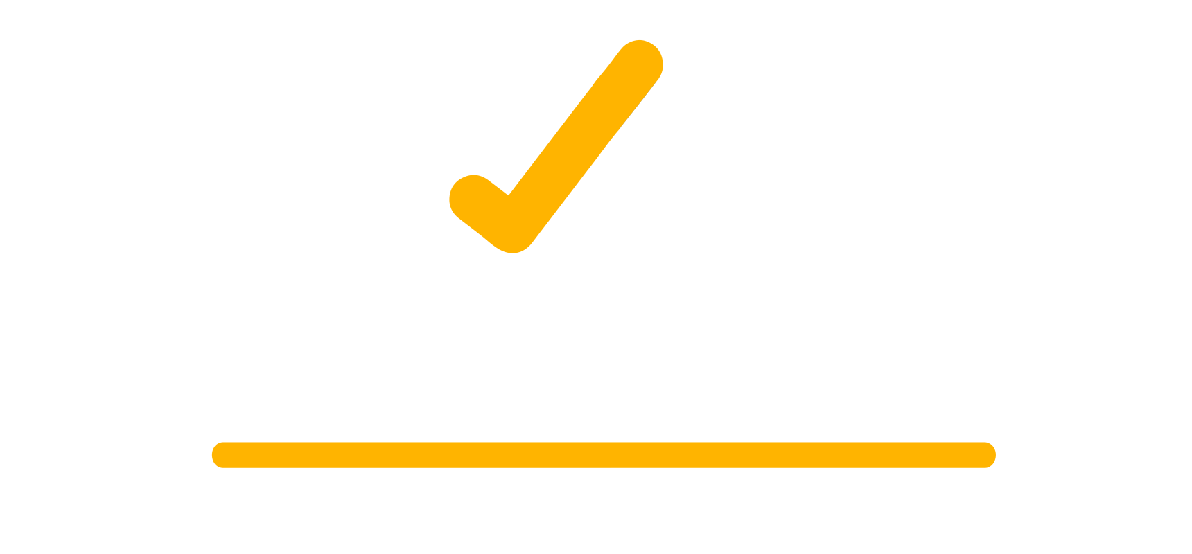 Een geel vinkje boven een gele horizontale lijn geeft aan dat de taak is voltooid of goedgekeurd.