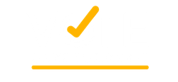 Een geel vinkje boven een gele horizontale lijn geeft aan dat de taak is voltooid of goedgekeurd.