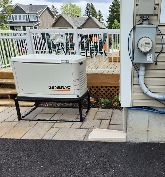 A generac generator is sitting outside of a house