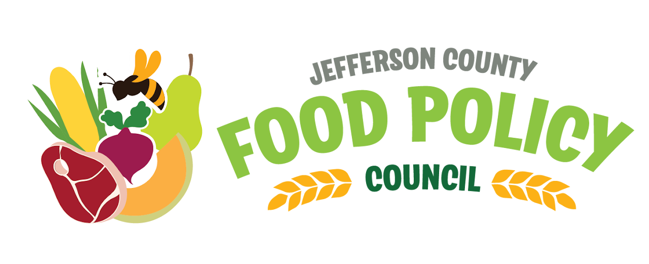 Jefferson County Food Policy Council logo with food icons and text.