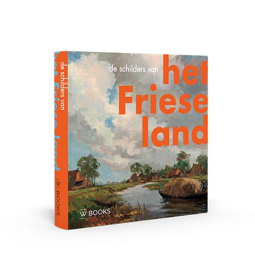 Boekcover: Landschapsschilderij met oranje titel 