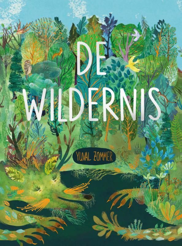 Boekcover: weelderig groen en blauw boslandschap met de titel 