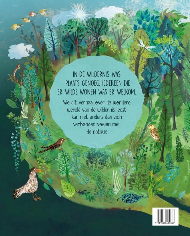 Boekcover: weelderig groen en blauw boslandschap met de titel 