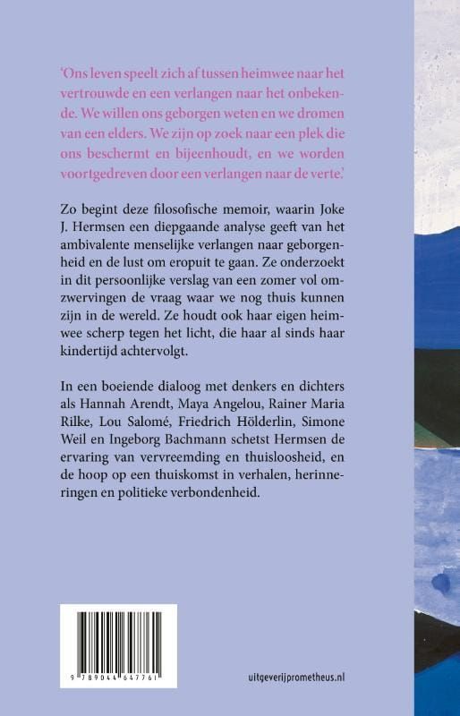 Book cover: house with yellow roof by water, text 