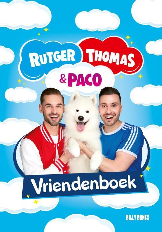 Omslag: Twee mannen en een witte hond met de tekst 