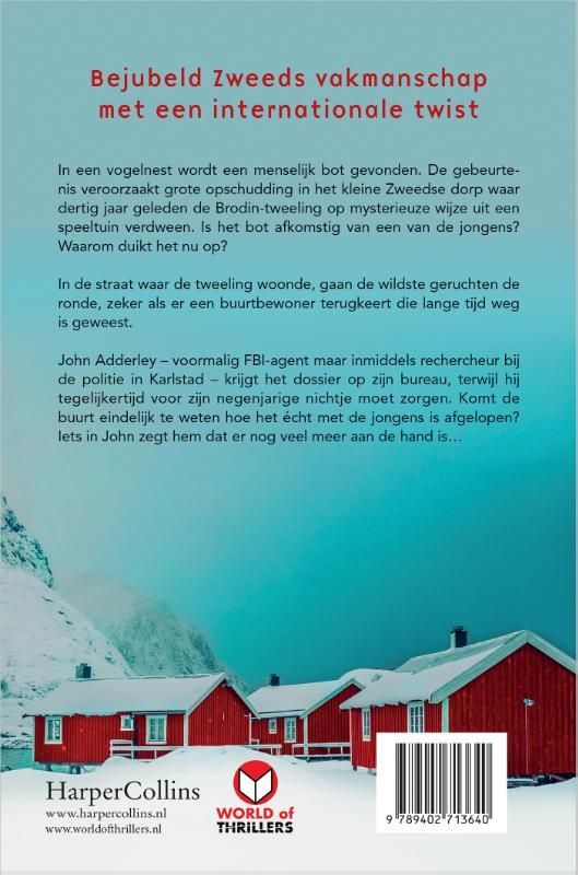 Boekcover met rode hutten in de sneeuw, titel 