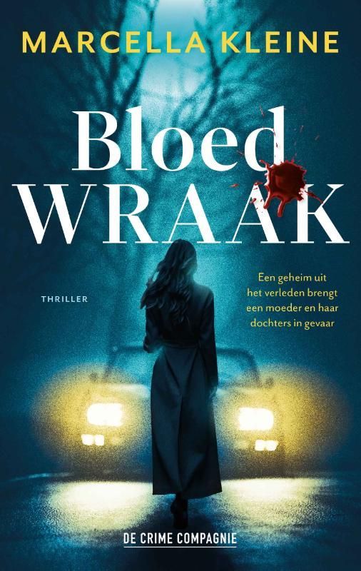 Boekcover: Vrouw in jas, koplampen, titel 