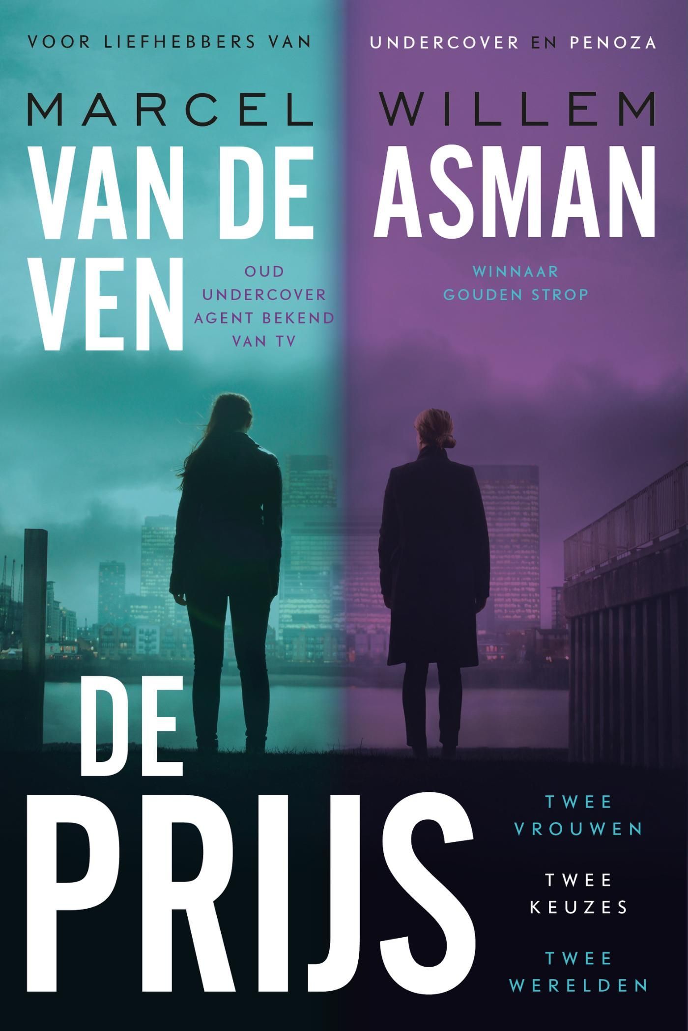 Boekcover: Twee figuren staan ​​met hun rug naar elkaar toe. Titel 