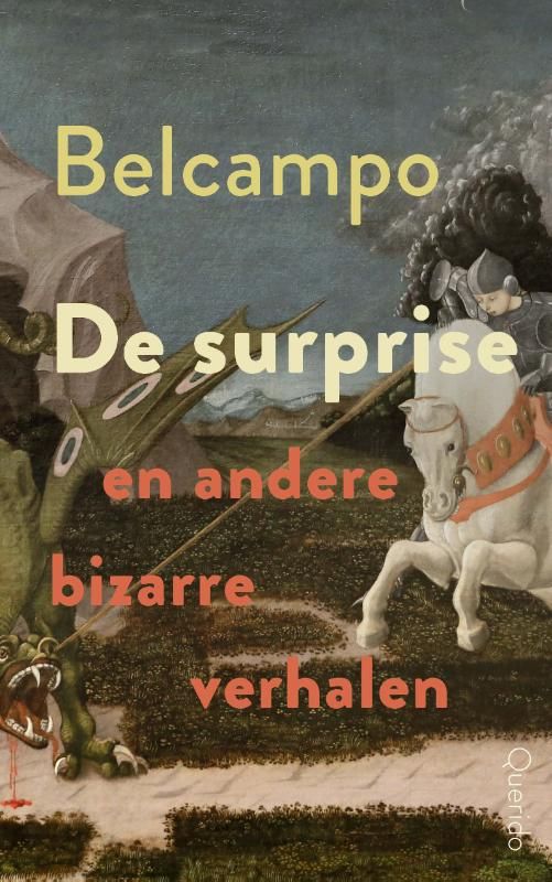 Boekcover: Groene draak valt ridder op wit paard aan, tekst in het Nederlands.