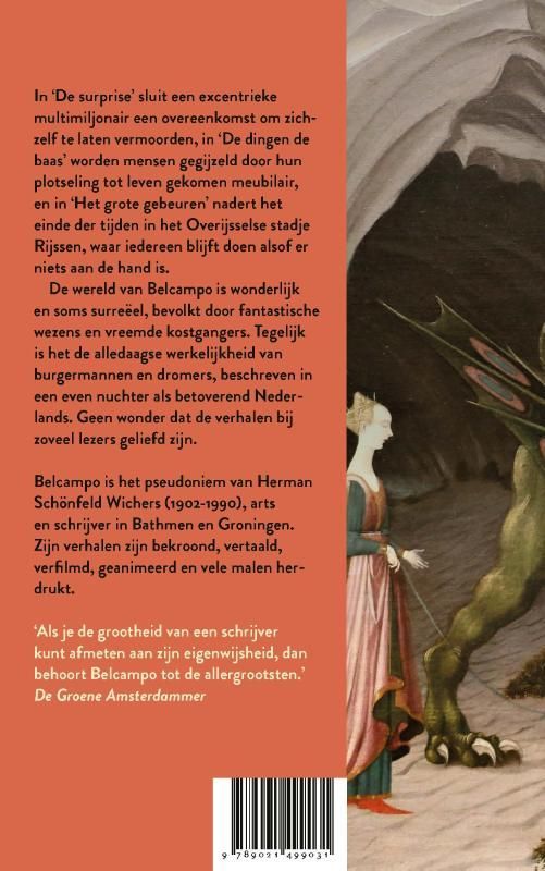 Boekcover: Groene draak valt ridder op wit paard aan, tekst in het Nederlands.