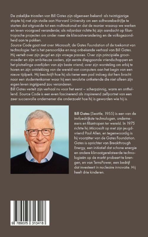 Boekcover met een jeugdfoto van Bill Gates, titel 