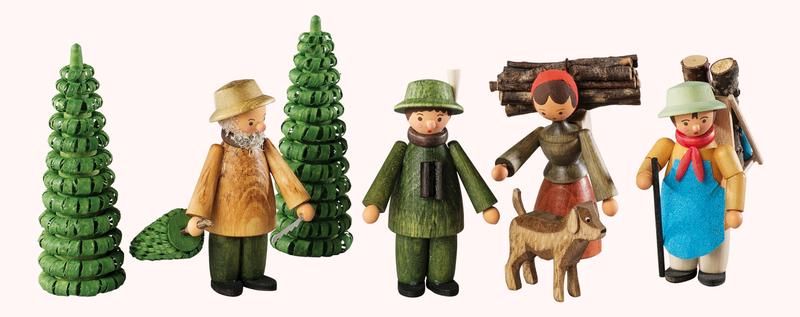 Set houten 'Wald' figuren gekleurd