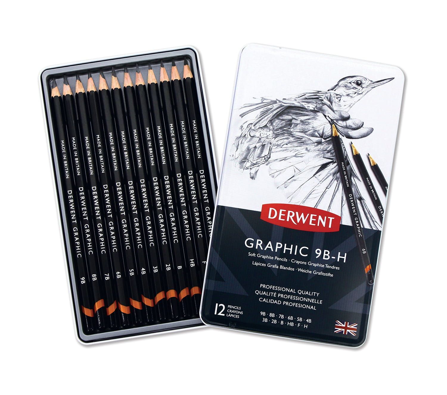 Derwent - Graphic potlodenset 9B - H (12 hardheden)