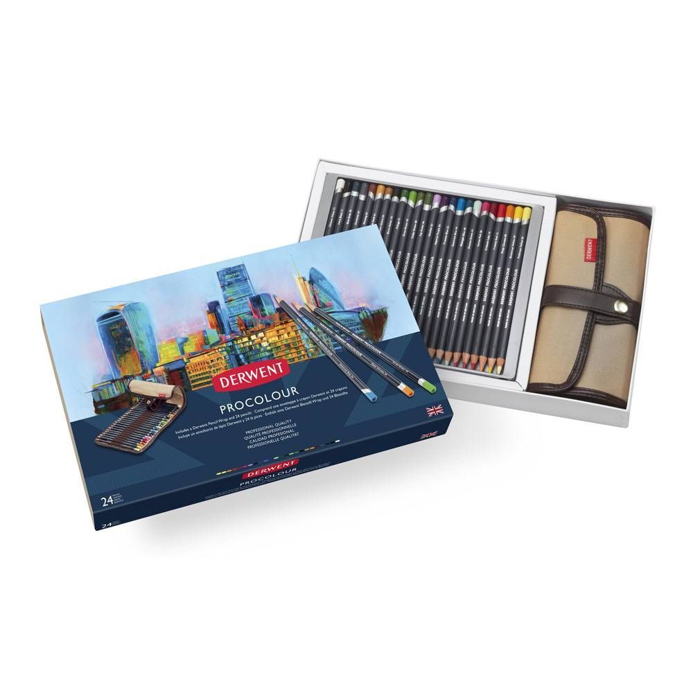 Derwent - Procolour Potloden + Wrap (24 kleuren)