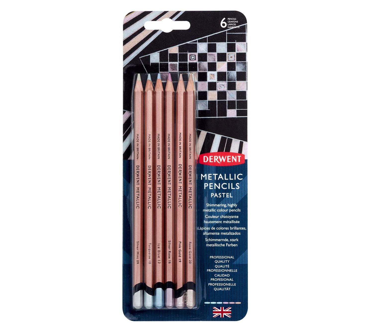 Derwent - Metallic Potloden Pastel (6 kleuren)