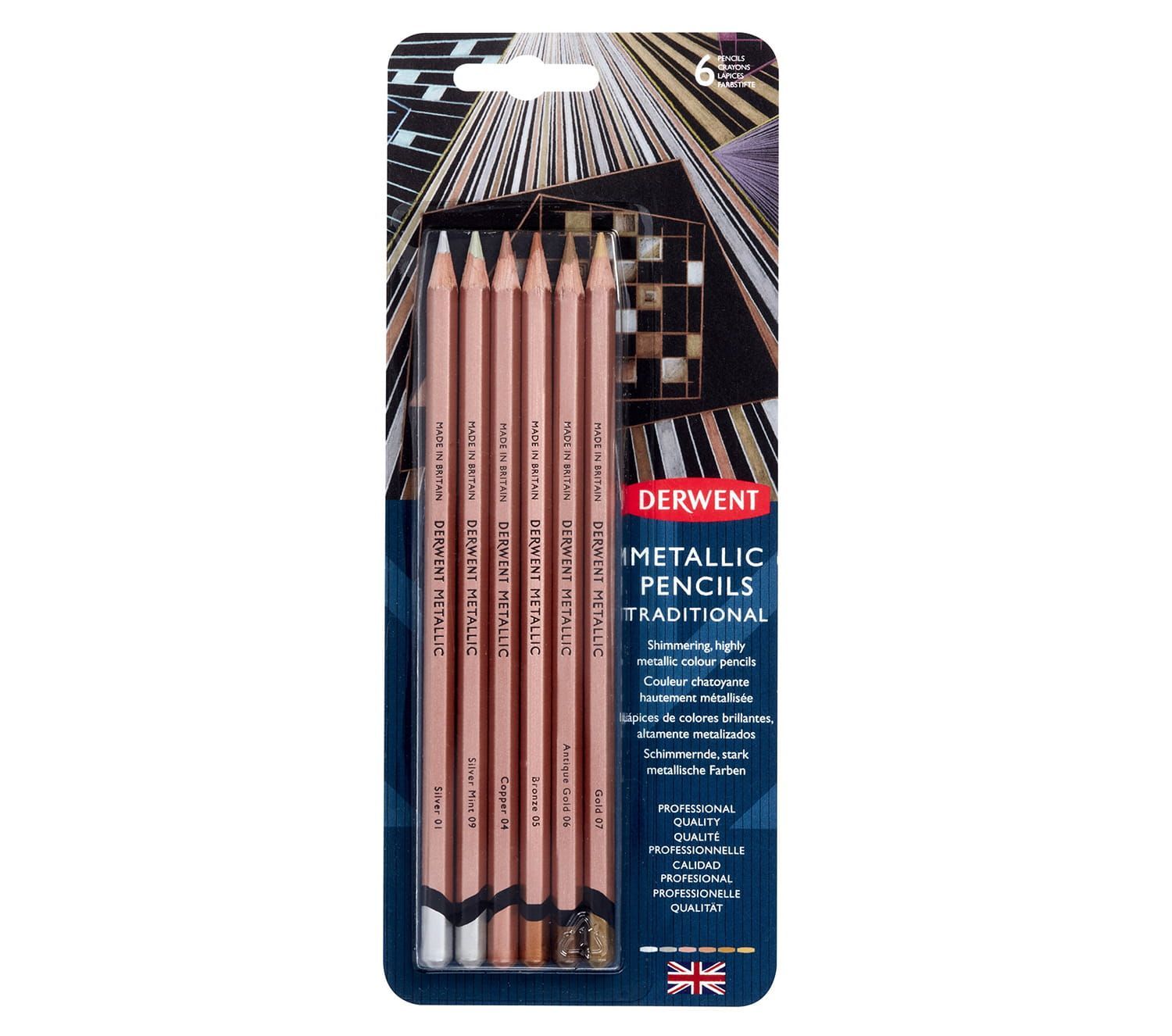 Derwent - Metallic Potloden Traditional (6 kleuren)