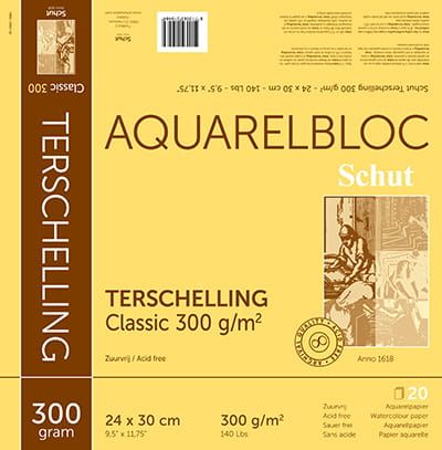 Geel aquarelpapierblok 