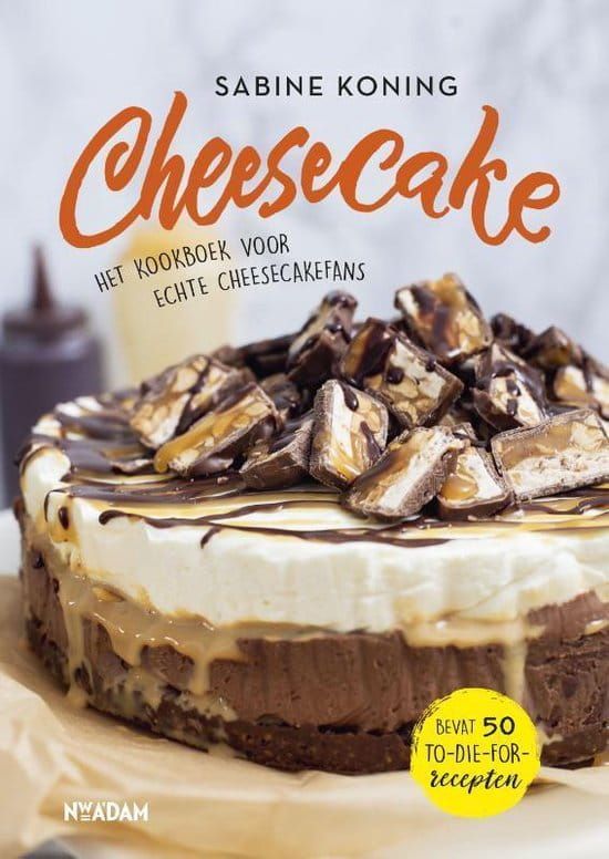Omslag van het kookboek: Cheesecake met toppings. Tekst 