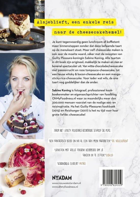 Omslag van het kookboek: Cheesecake met toppings. Tekst 