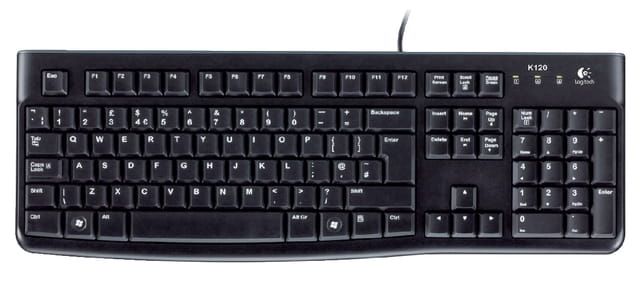 Zwart Logitech K120 toetsenbord.